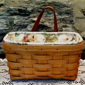VTG 1995 Longaberger Medium Key Wall Pocket Mail Basket Botanical Gardens Liner